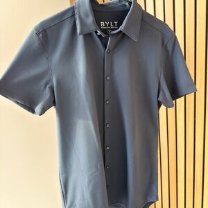 Men's Navy Blue Short Sleeve Ribbed Shirt
